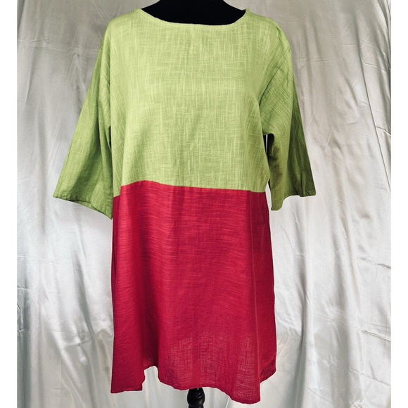 Karakorum Women’s Italian Color Block Dress Crew Neck 3/4 Sleeve Size M - Picture 1 of 9